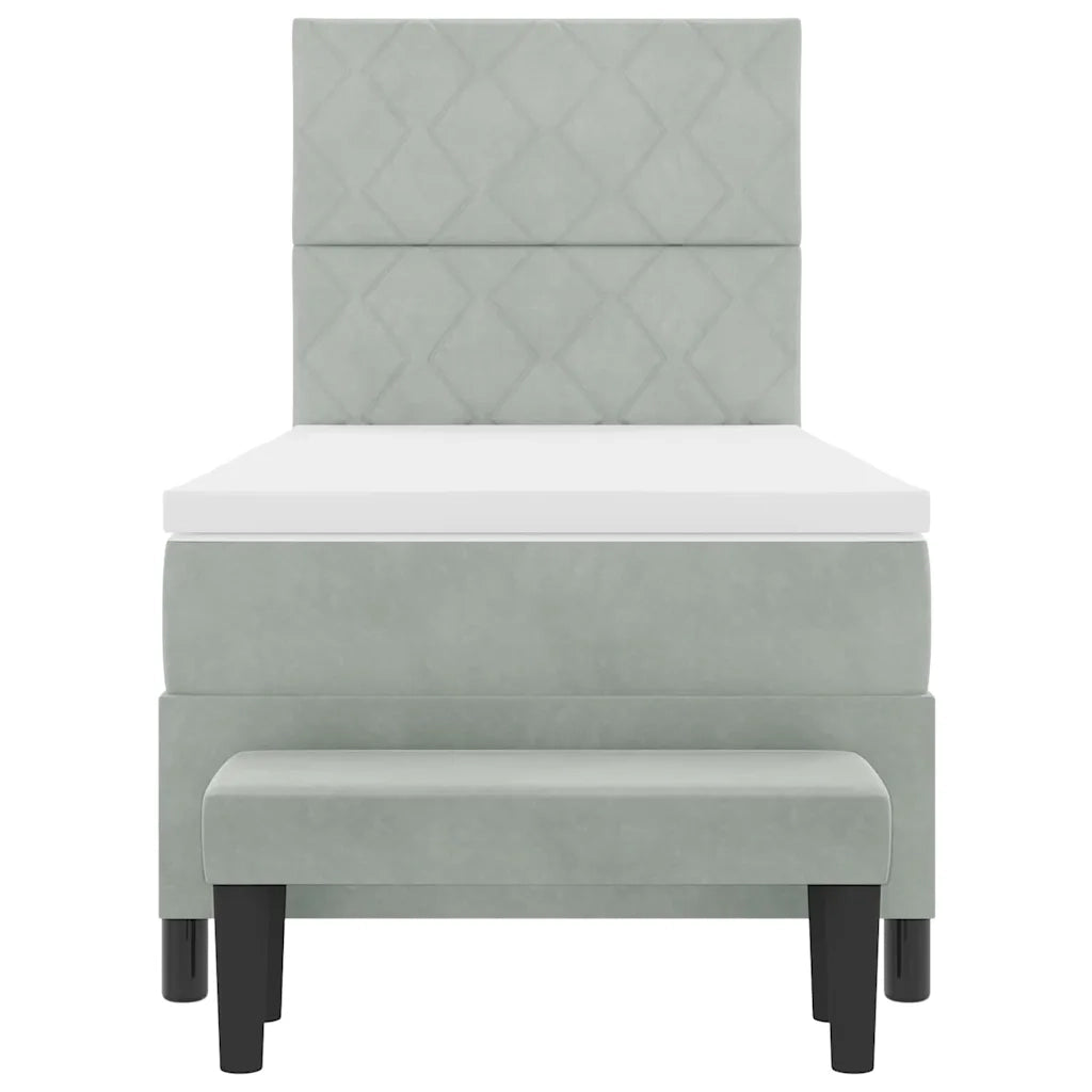 Letto a molle con materasso Grigio chiaro 100 x 200 cm Velluto 3344558