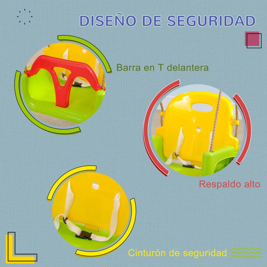 Altalena per Bambini con Schienale Regolabile ¨C Zephmum ¨C 42x33x120-180 cm Multicolore