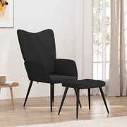 Sedia Relax con Sgabello Nero in Tessuto 327958