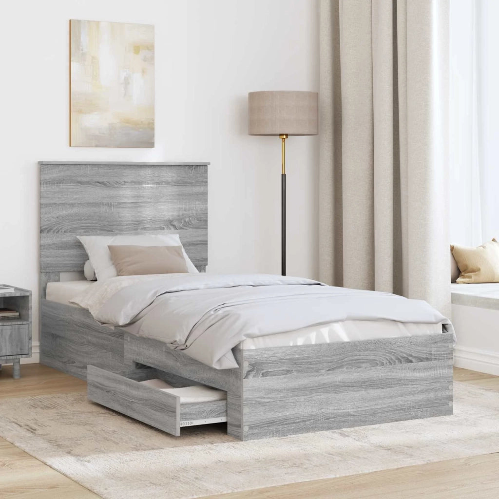 Struttura del letto Grigio Sonoma 90 x 190 cm Legno multistrato