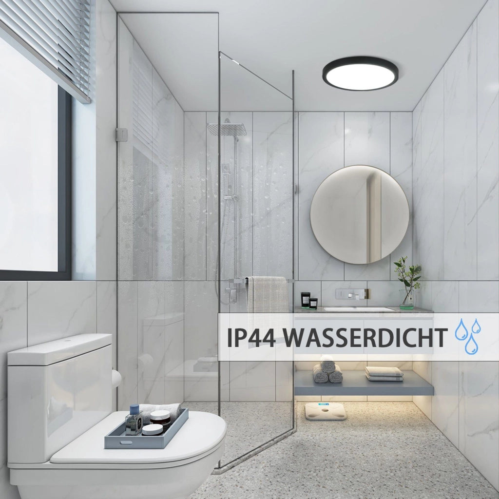 ZMH Lampada da soffitto LED nera IP44 23cm facile installazione