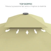 Ombrellone Decentrato 2.5x2.5 m con Base a Croce e Apertura a Manovella, in Metallo e Poliestere Beige