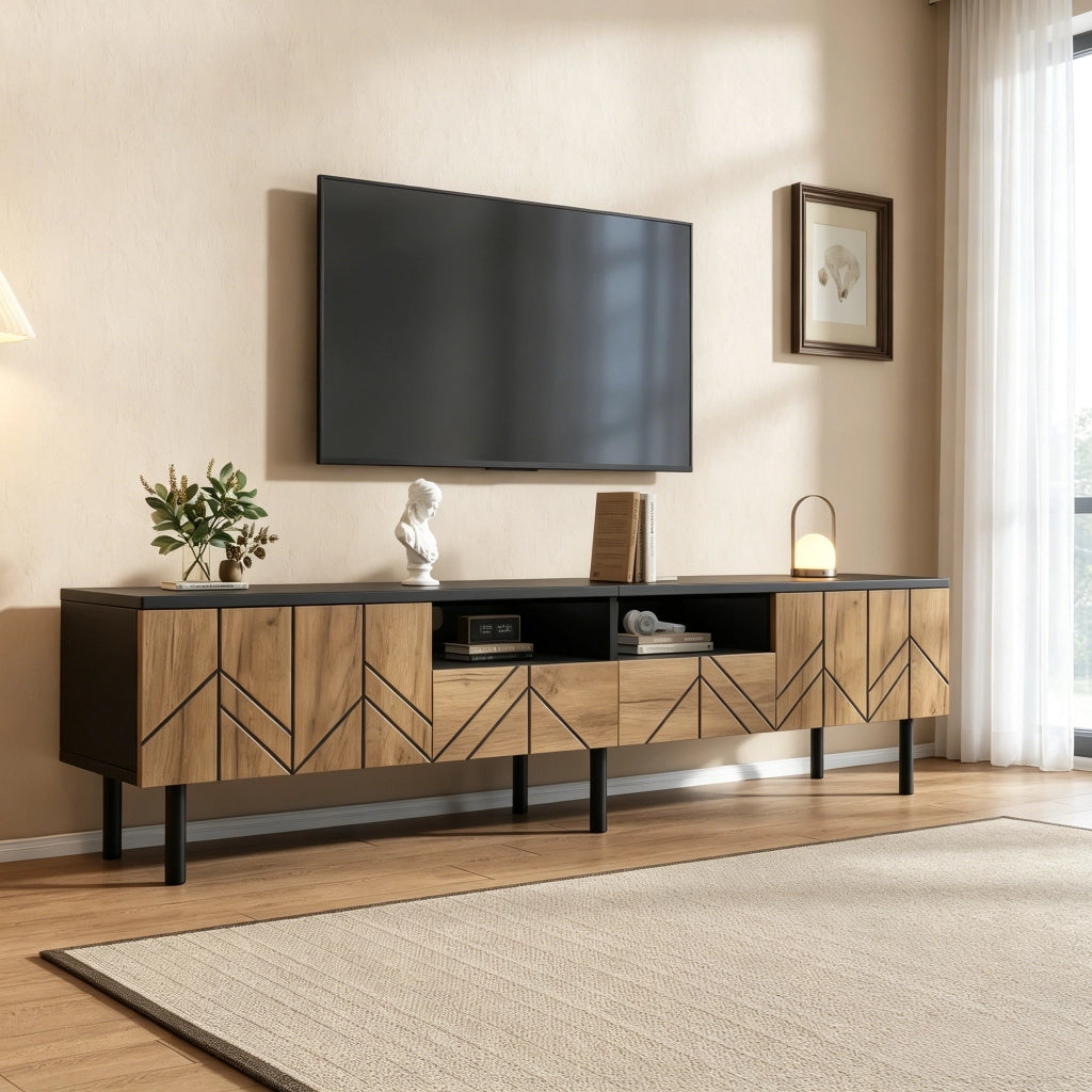Mobile TV con 2 cassetti e 2 ante - per soggiorno - 180×40×45 cm - in truciolare