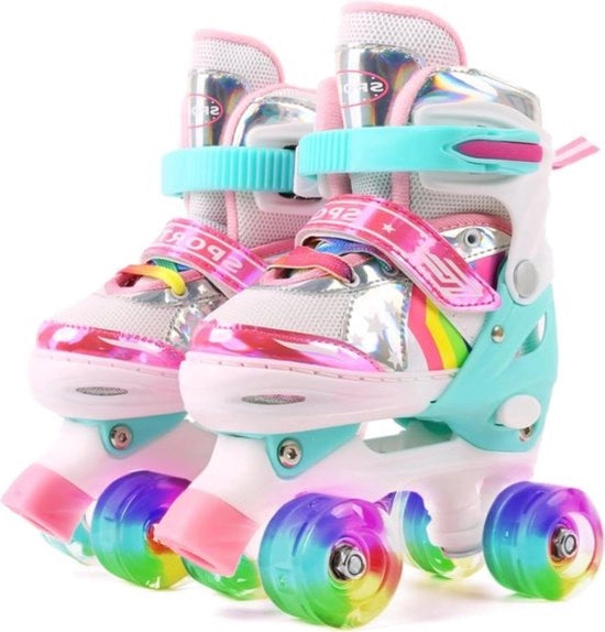 Rullabili per Bambini - Disegno Adattabile - Con Ruote Luminose in PU Rosa