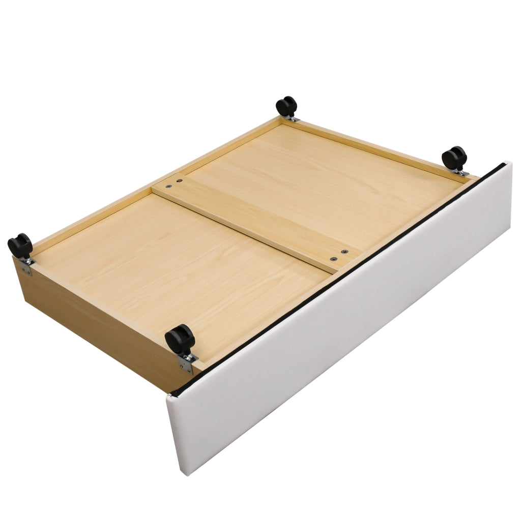Letto imbottito 160x200 cm; stile Chesterfield con 2 cassetti; PU; bianco (Senza materasso)