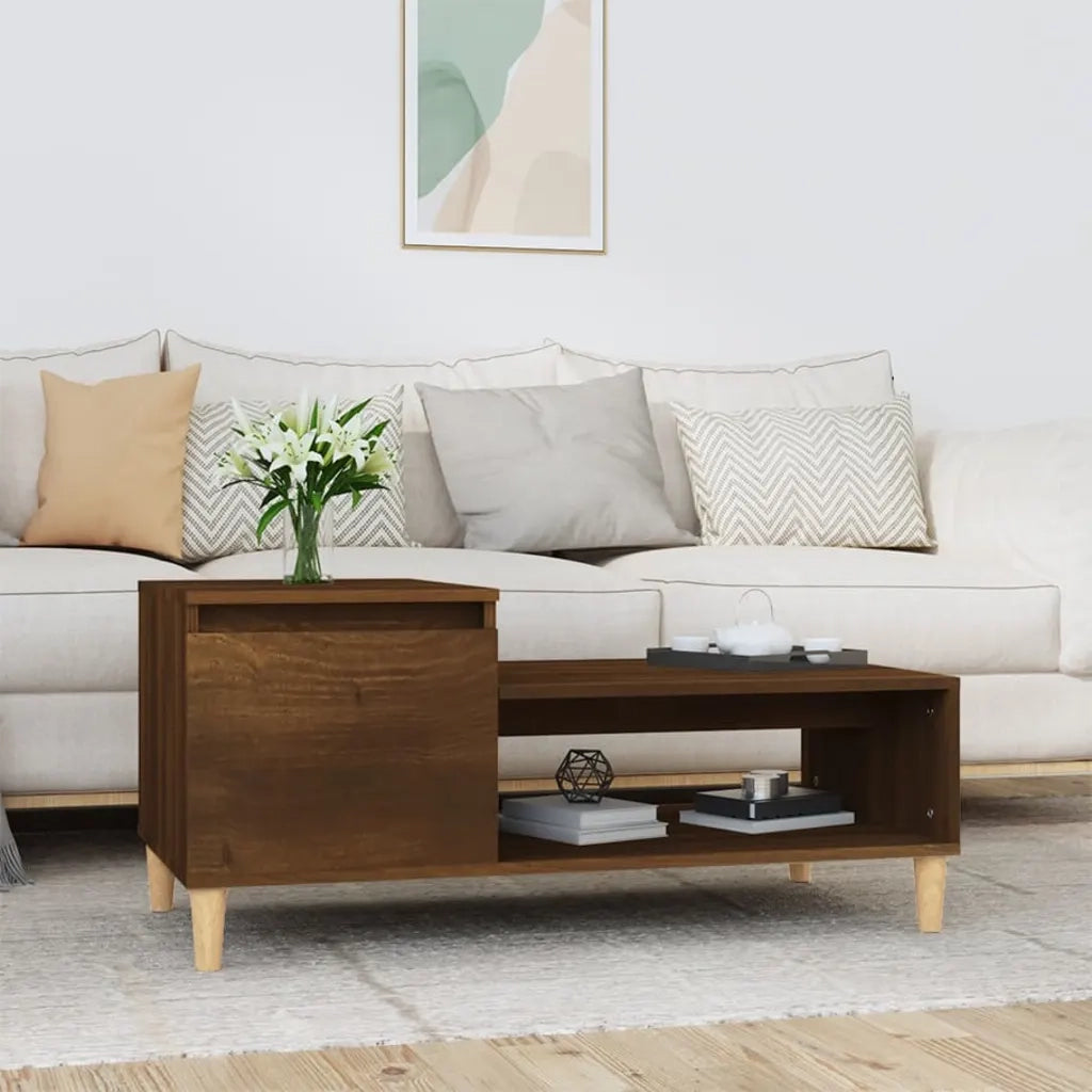 Tavolino da Salotto-Tavolino da soggiorno-Tavolo Rovere Marrone100x50x45cm Legno Multistrato 828863