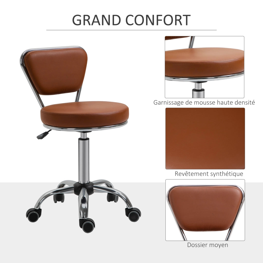 Sgabello girevole 360¡ã ¨C Xylo ¨C marrone, altezza regolabile 49-64 cm, rivestimento similpelle