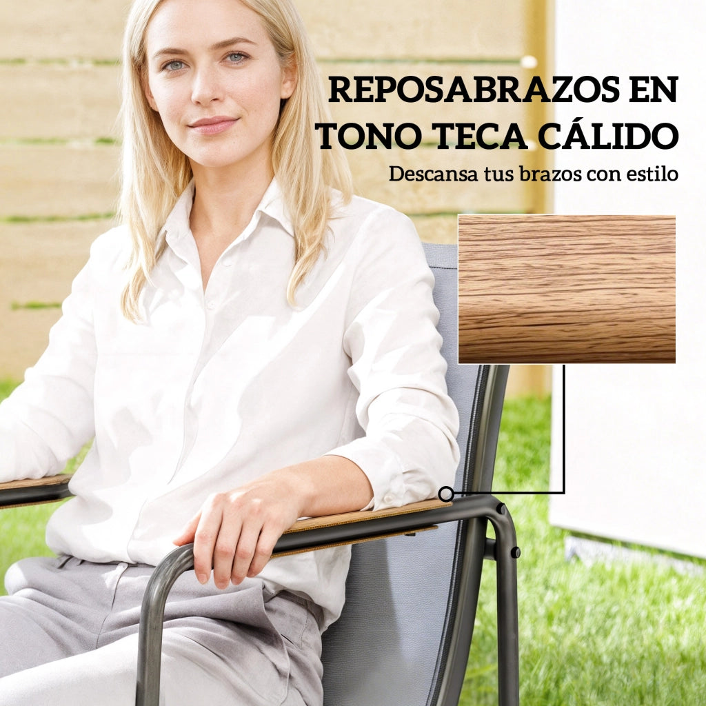 Set Tavolo e Sedie da Giardino con Vetro Temperato ¨C zephmum ¨C Grigio, Polipropilene, 6 Pezzi