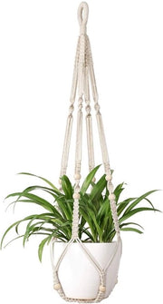 Pendente per piante in macramè - decorazione boho - filo di cotone - 89 cm