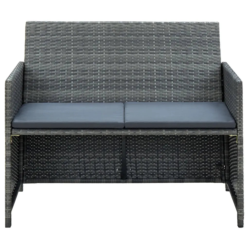 Divano da Giardino a 2 Posti con Cuscini-Sofa da Giardino-Divano da esterno Grigio in Polyrattan 978217