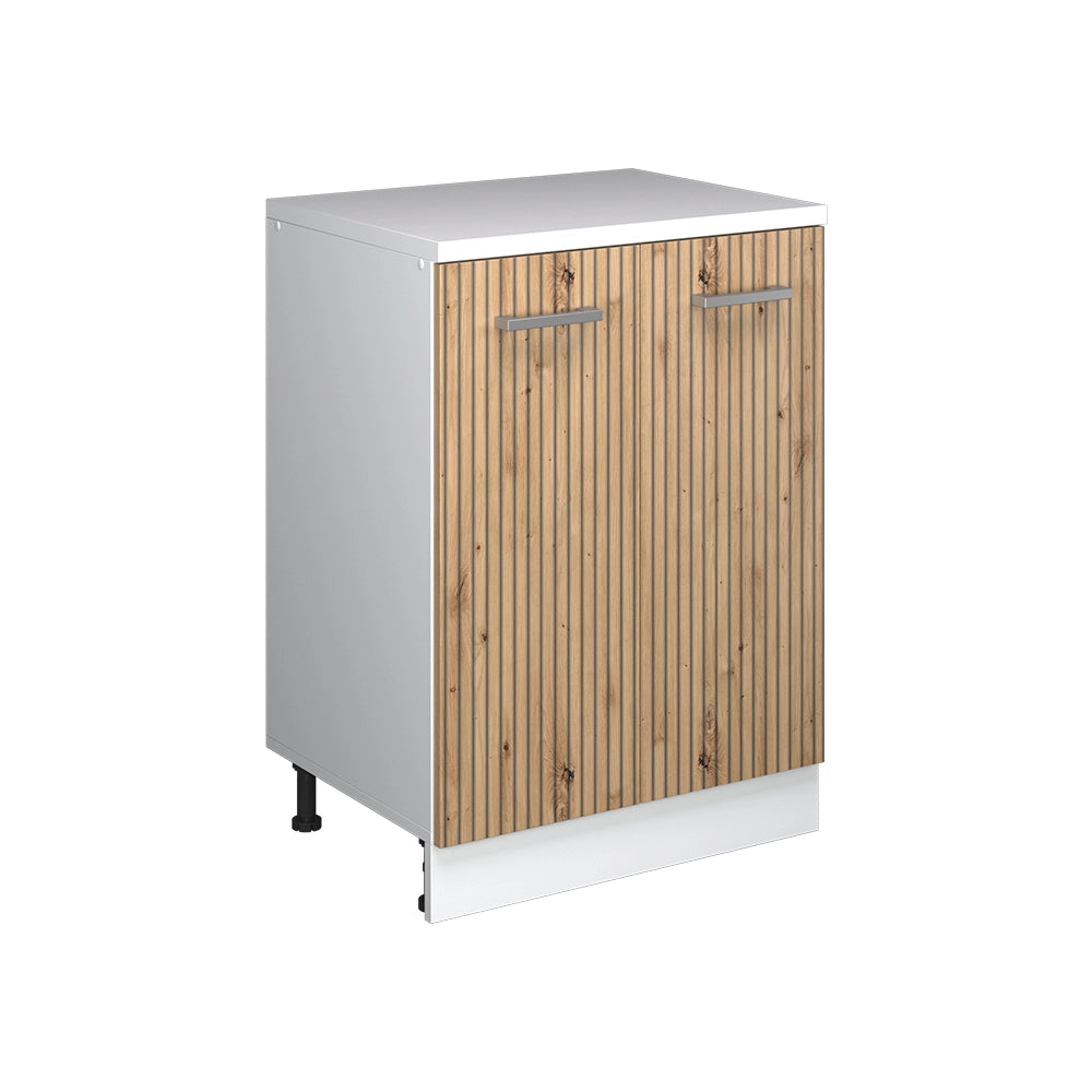 Mobile cucina sottotetto R-Line Rovere artigianale/Bianco 60 cm senza inclinazione con 2 ante Vicco