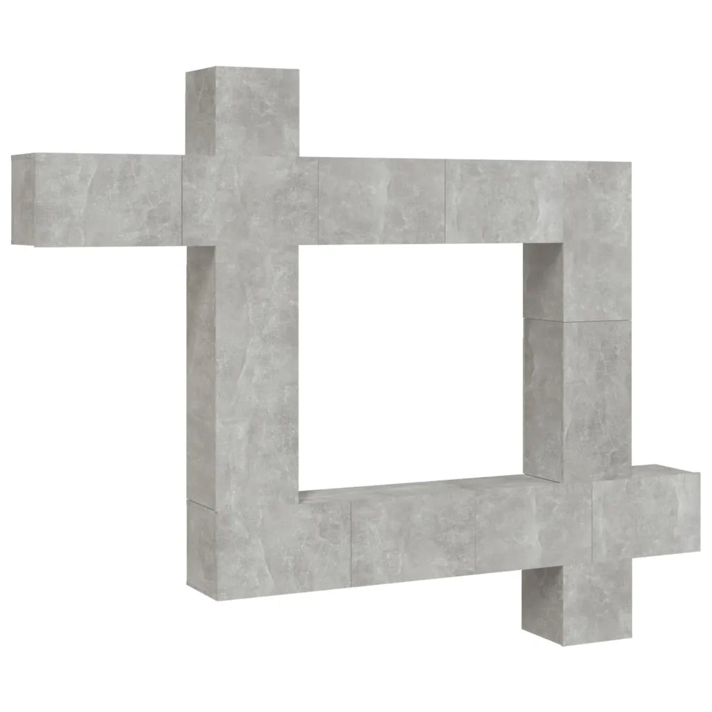 Set di Mobili Porta TV 9 pz Grigio Cemento in Legno Multistrato 3114657