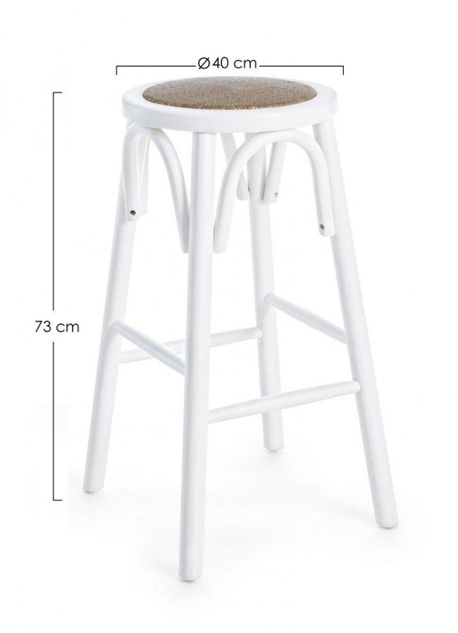Sgabello Bar Circle Bianco in Legno
