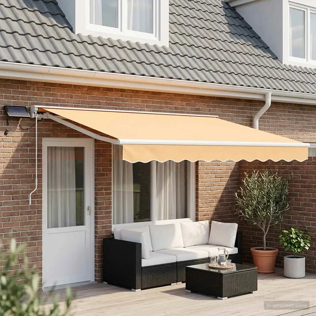 Cornice per Tenda Manuale con LED Sabbia 4,5 × 3 m 3426244