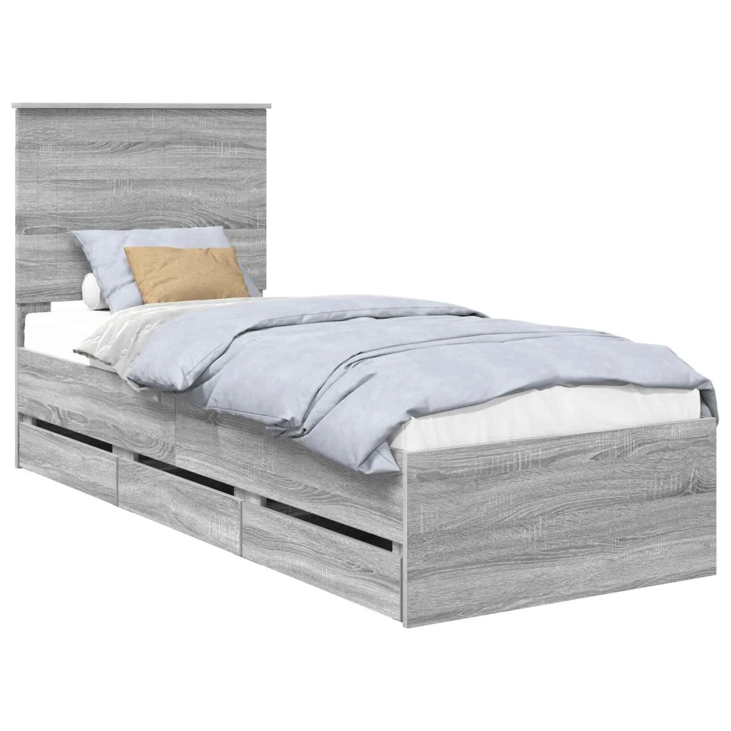 Struttura del letto con cassetto Grigio Sonoma 75 x 190 cm