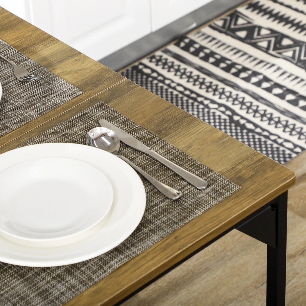 Tavolo da pranzo allungabile con 2 panche ¨C zephmum ¨C naturale e nero