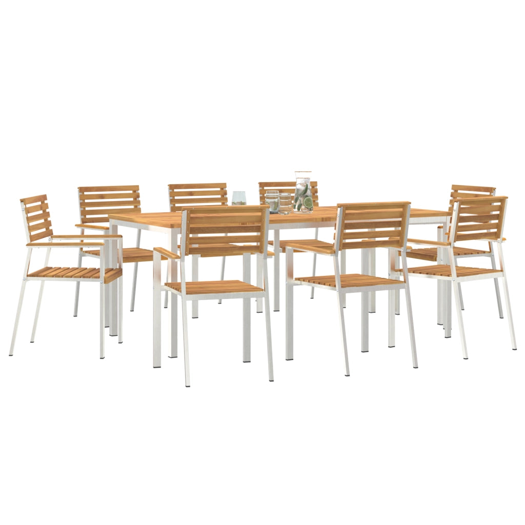 Set da Pranzo da Giardino  9 Pezzi Legno Massello di Acacia