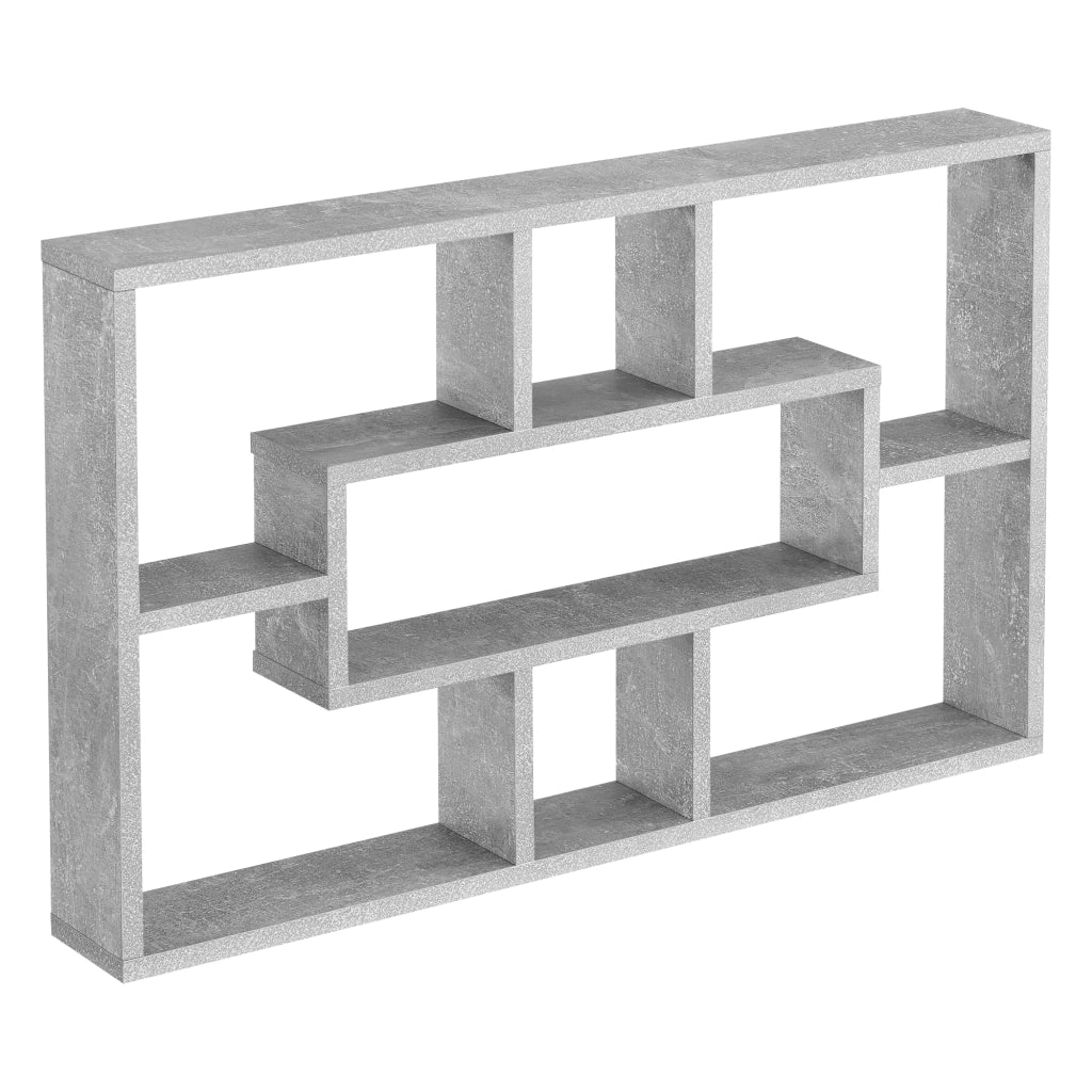 Scaffale da Parete Qinngua con 7 Scomparti Portaoggetti 77x10x48 cm Effetto Cemento [en.casa]