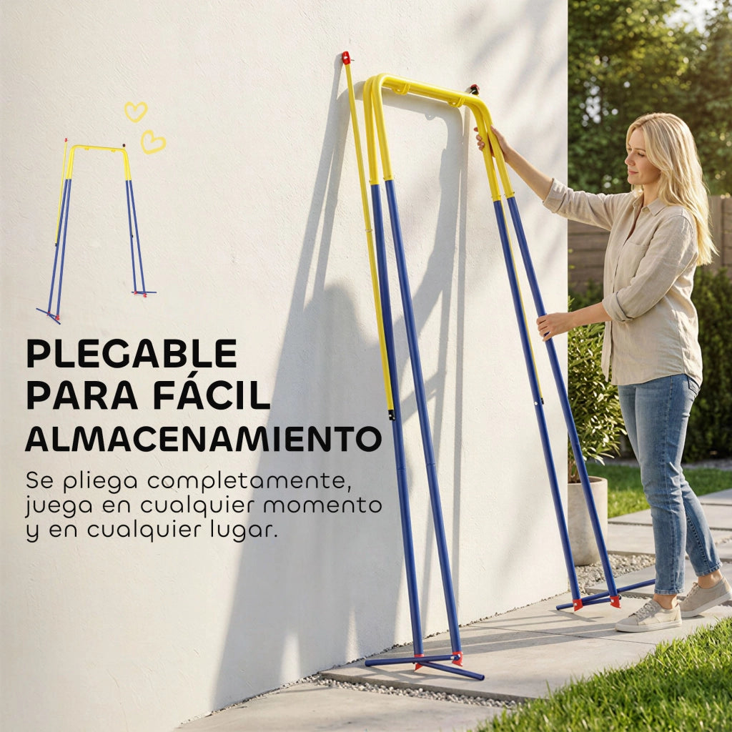 Altalena da Giardino Pieghevole per Bambini ¨C zephmum ¨C 128x155x157 cm Blu