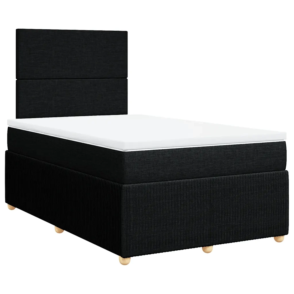 Giroletto a Molle con Materasso Nero 120x190 cm in Tessuto