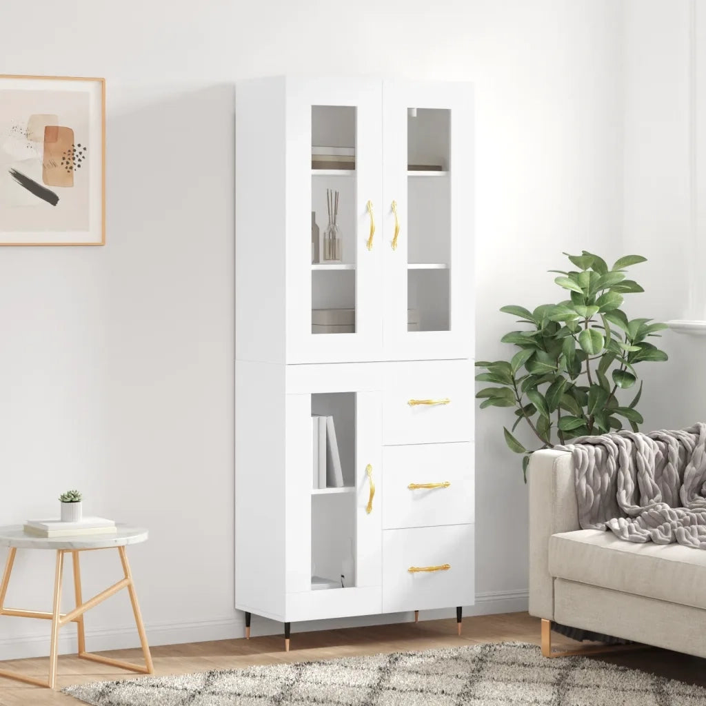 Credenza | Madia | Buffet da pranzo | Armadio da pranzo Bianca 69,5x34x180 cm in Legno Multistrato