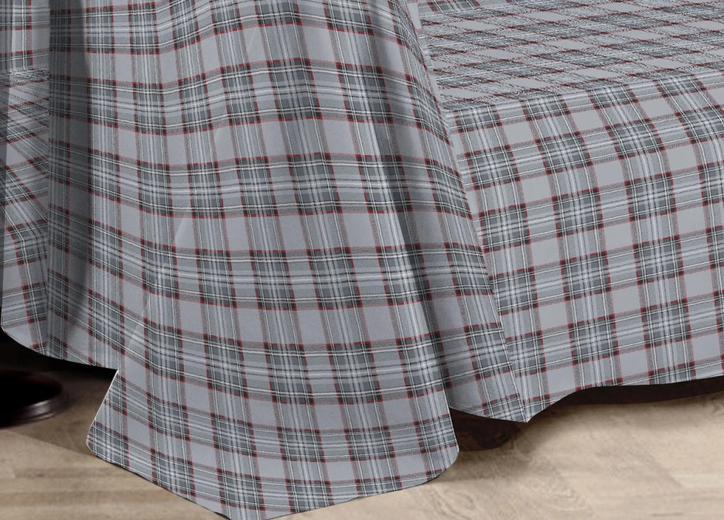 Telo Arredo Multiuso Linea Pensieri Delicati In 100% Cotone Disegno Tartan - Singolo - Grigio