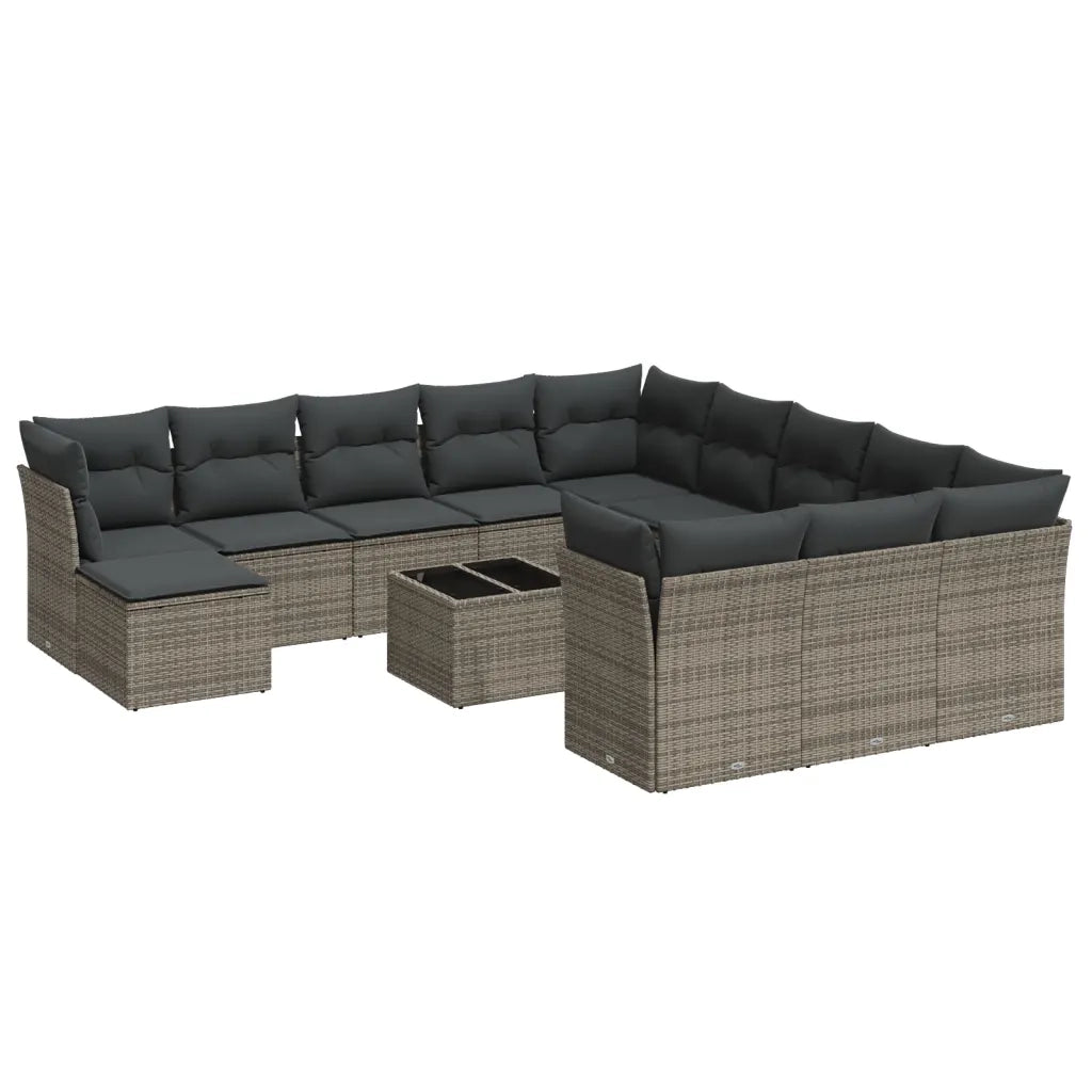 Set Divani da Giardino 13 pz con Cuscini Grigio in Polyrattan 3218640