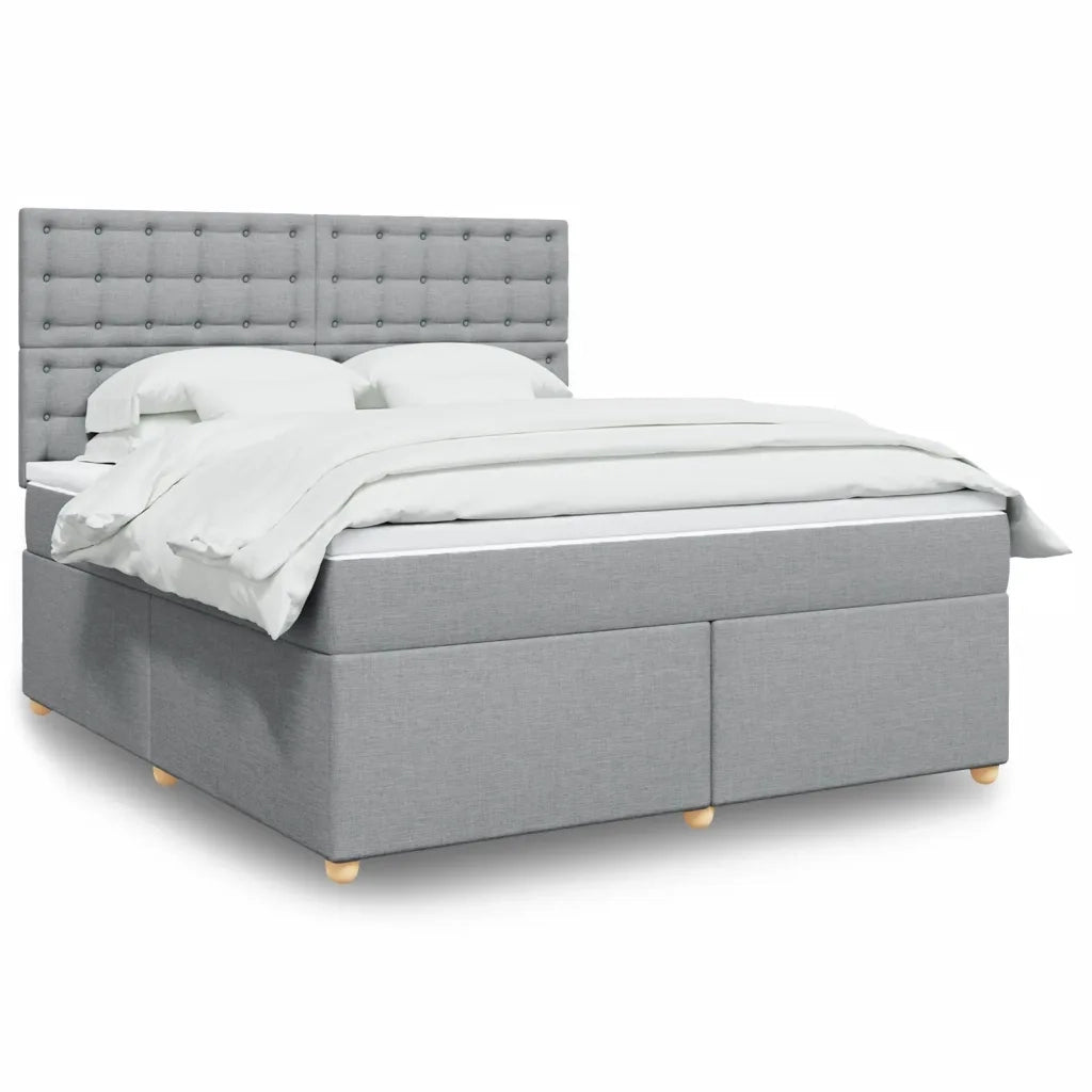 Giroletto a Molle con Materasso Grigio Chiaro180x200 cm Tessuto