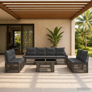 Set Divano da Giardino 9 pz Grigio e Grigio Scuro polyrattan 3437237