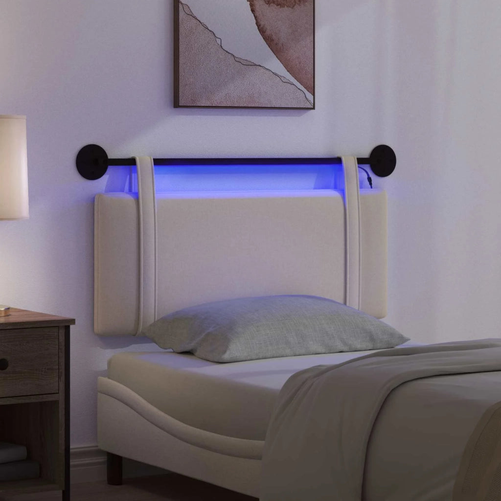 Testiera sospesa Con luce LED Crema Tessuto 3423884