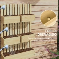 Fioriera con Grigliato e Fori di Drenaggio, in Legno di Abete, 60x16x100 cm
