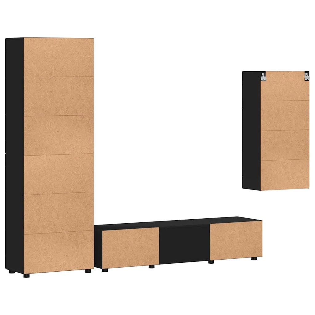 Set mobile TV con cassetto FLORIN 3 pcs Nero Legno multistrato