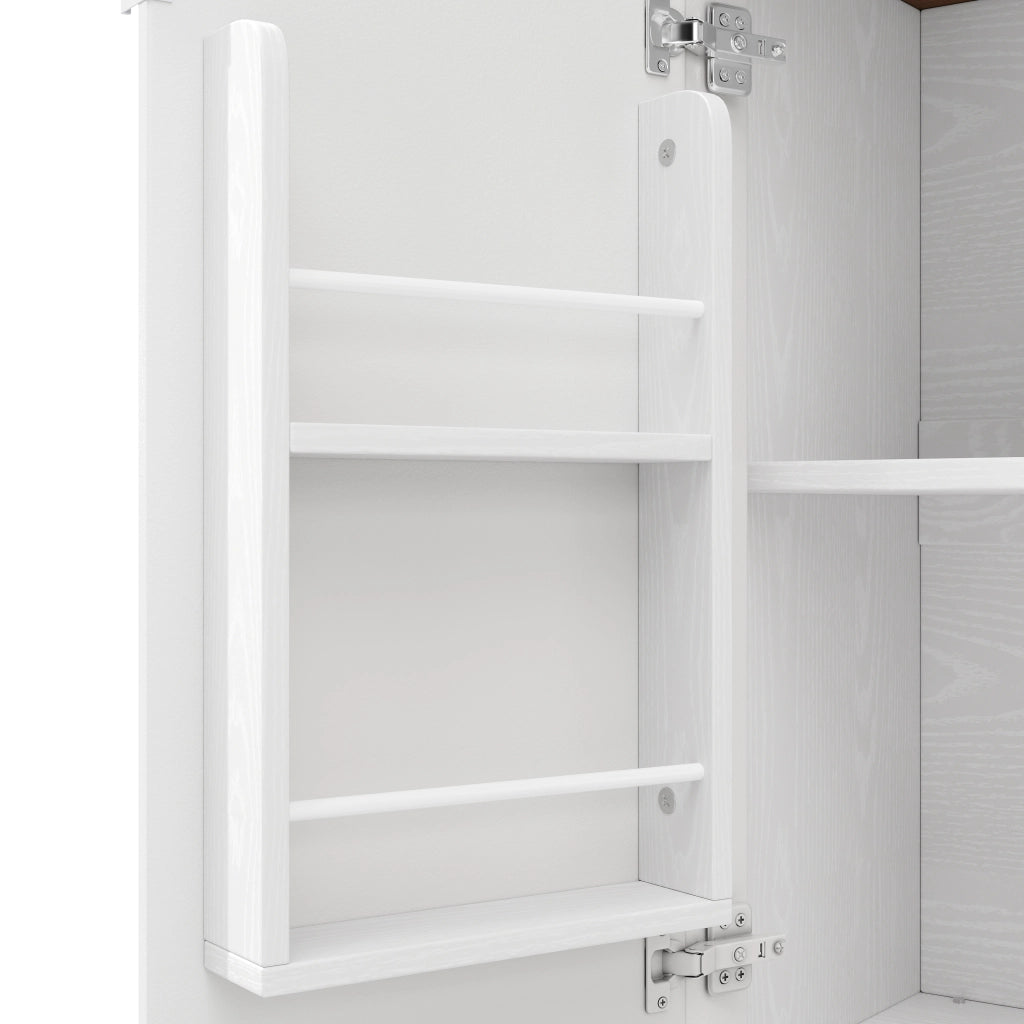 Isola da cucina mobile con 3 ante, piano pieghevole, 130x45(75)x92 cm, bianca