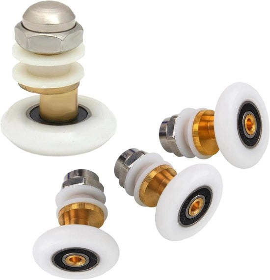 4 Pezzi di Roti per Porta doccia Rotanti con Ruote e Manovella per Porte scorrevoli della doccia (25mm)