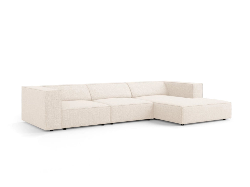 Cosmopolitan Design - Divano angolare destro "Arendal" 4 posti in ciniglia beige chiaro 