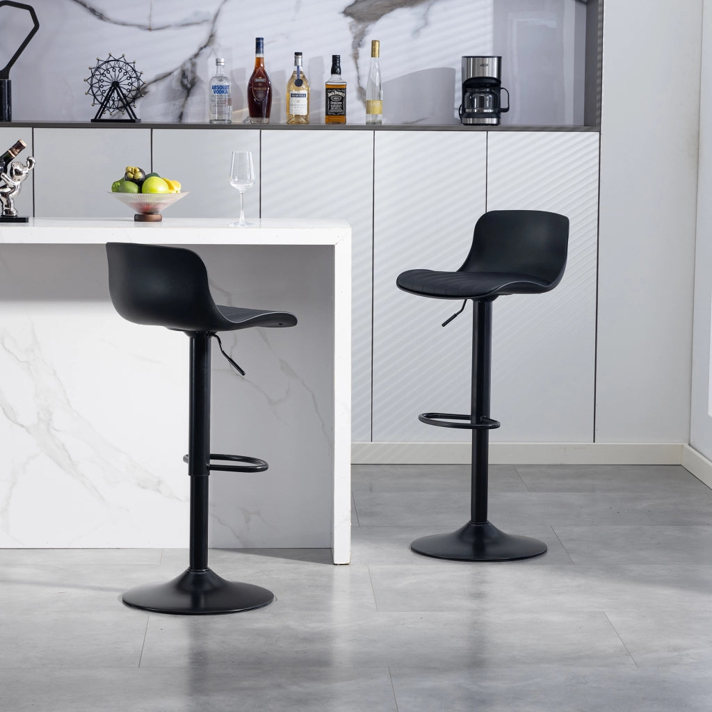 Sgabelli da bar set da 2 girevoli con altezza regolabile schienale ergonomico seduta imbottita in metallo nero