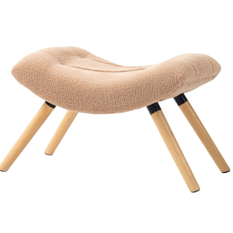 Pouf imbottito marrone con gambe in legno