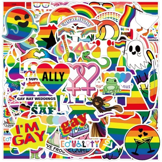Sticker Regenboog 100 pezzi - Sticker acqua resistente - Sticker autoadesivo - Sticker colorato - Decorazione DIY - Disegni vari