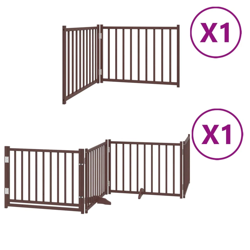 Cancelletto di sicurezza per cani con porta pieghevole 6 pannelli legno di pioppo marrone 02_0023015
