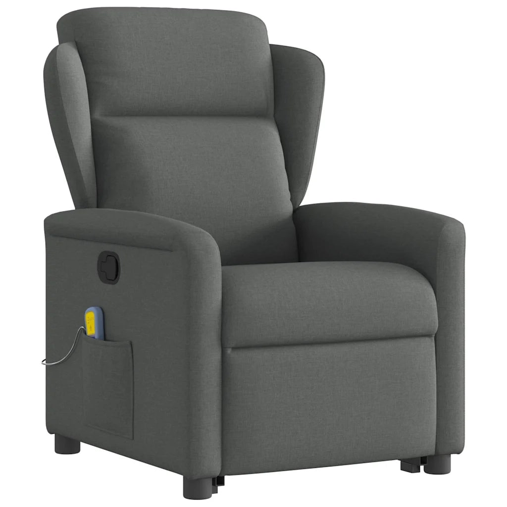 Poltrona Alzapersona Massaggi Reclinabile Grigio Scuro Tessuto 3303145
