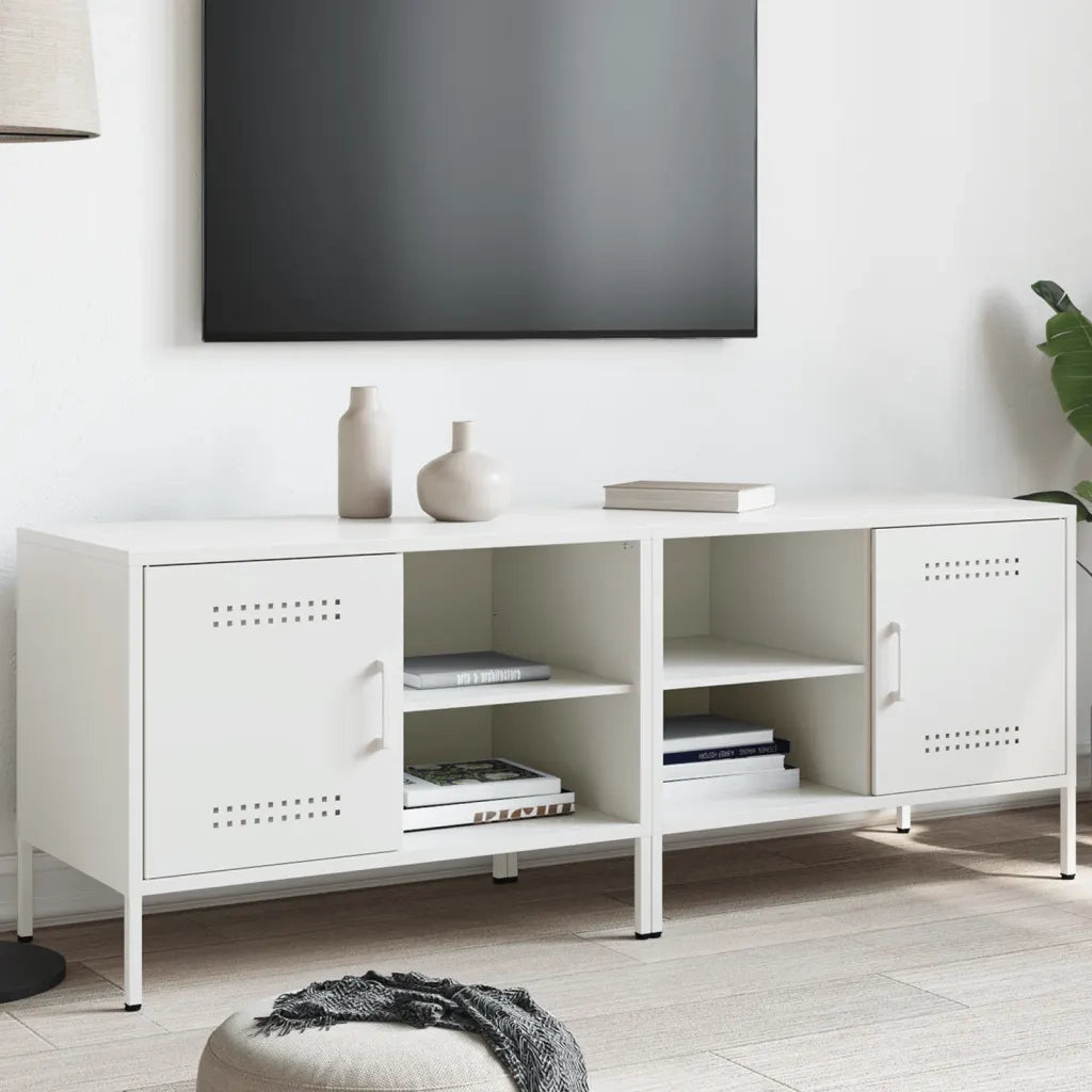 Mobili TV 2pz | Armadietto TV | Mobile Porta TV Bianchi 68x39x50,5 cm in Acciaio