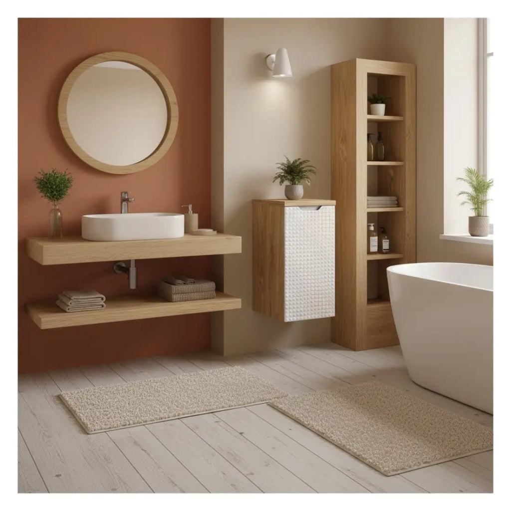 Piano lavabo YOKA – Finitura rovere chiaro, 30 cm