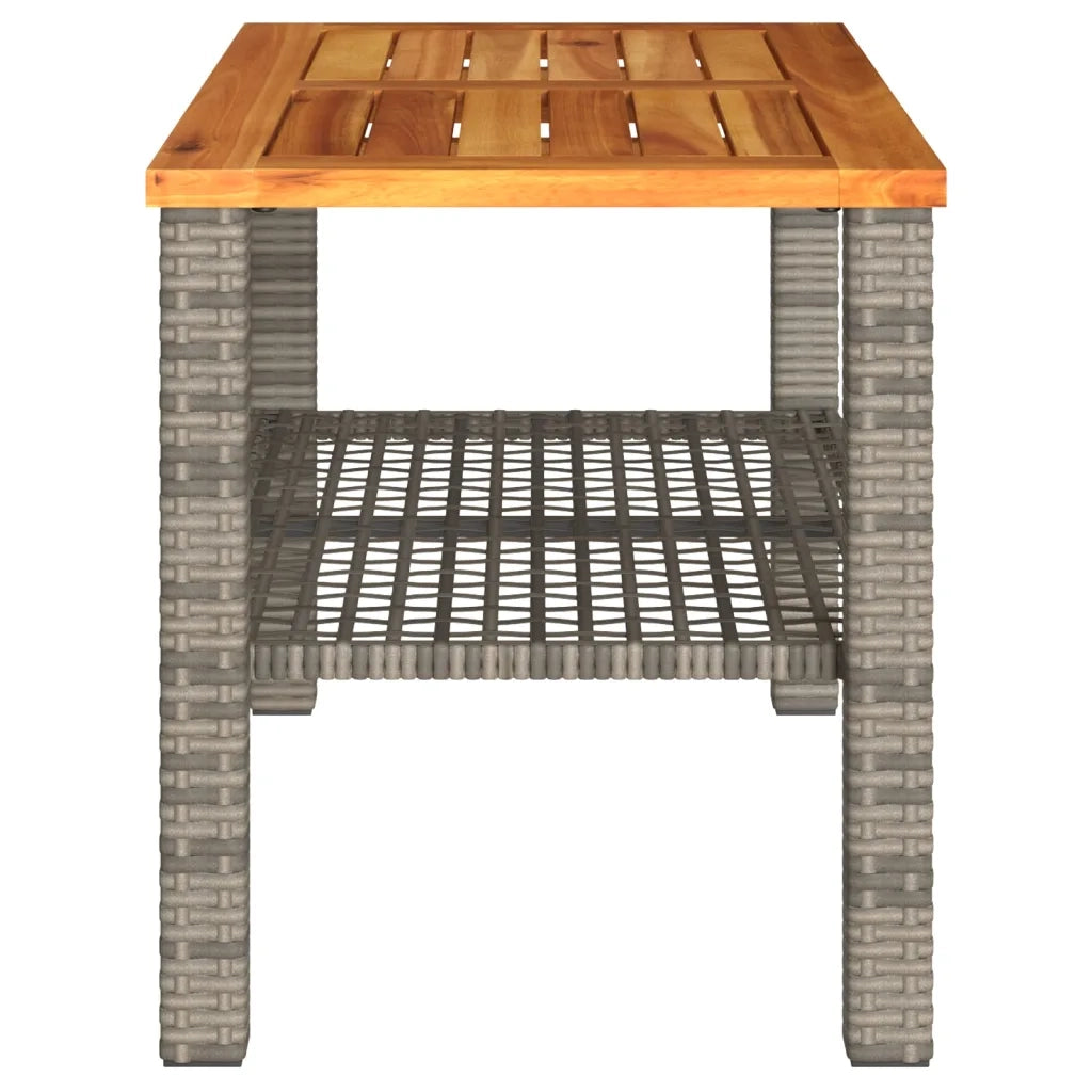 Tavolo da Giardino Grigio 70x38x42 cm Polyrattan e Legno Acacia 366271