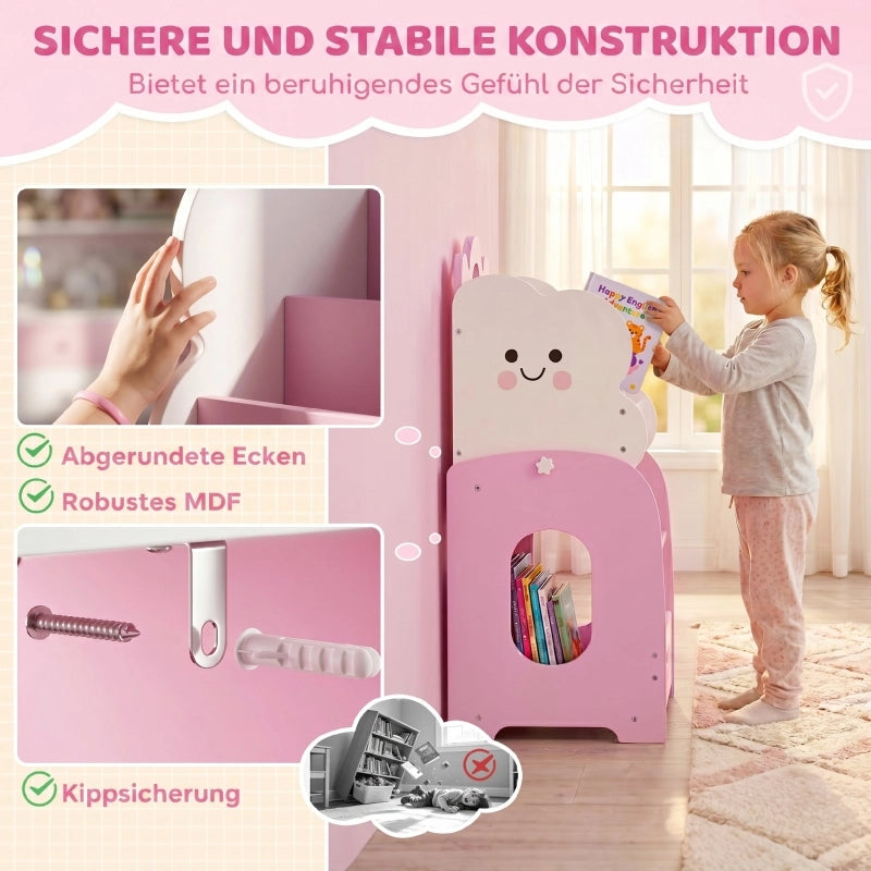 SCAFFALE 3-in-1 per bambini 81x39x17 cm rosa in MDF
