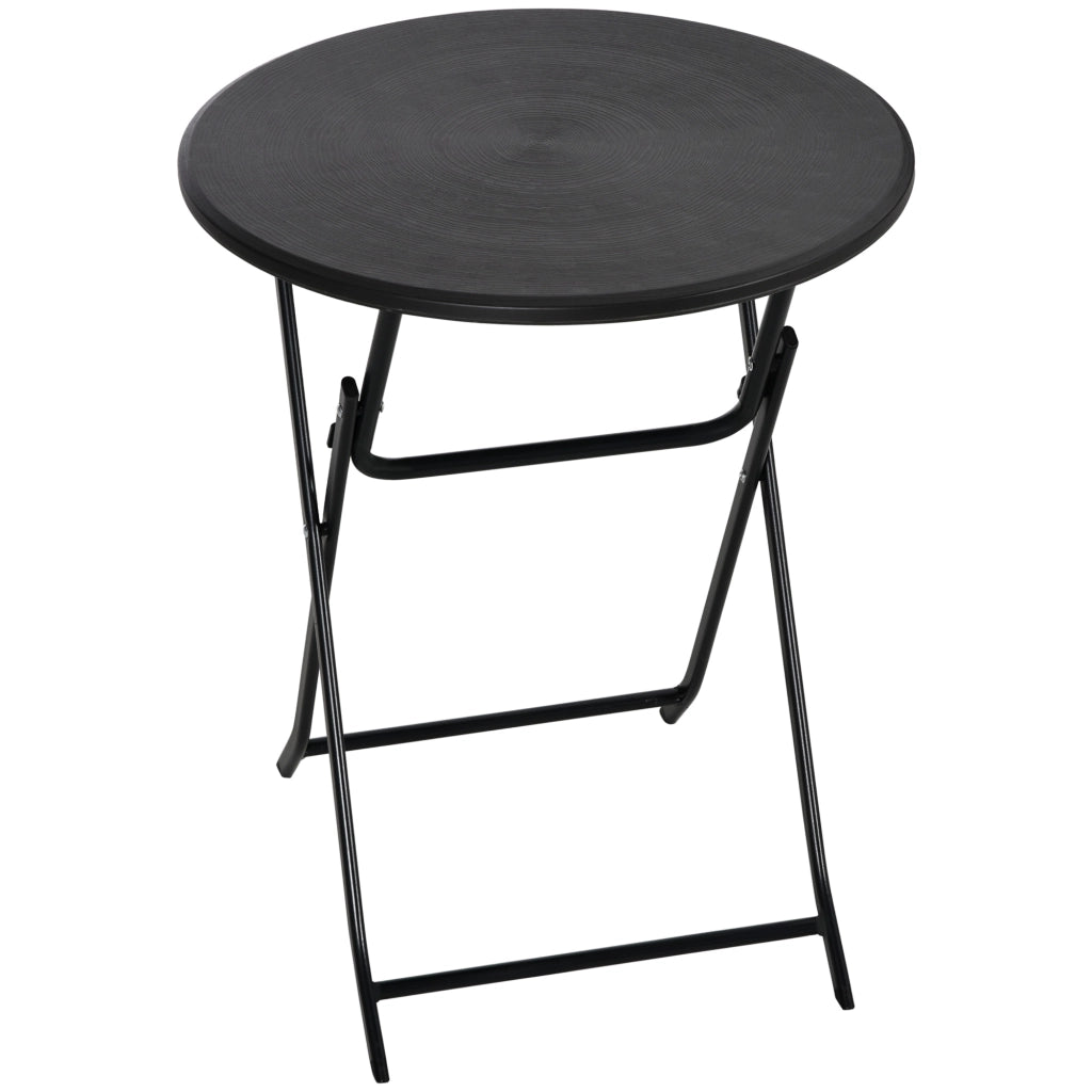 TAVOLO da esterno rotondo Ø60 cm pieghevole effetto legno grigio scuro