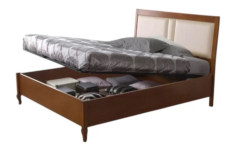 Letto matrimoniale contenitore legno noce bassano 175x210x125 - Mobili 2G