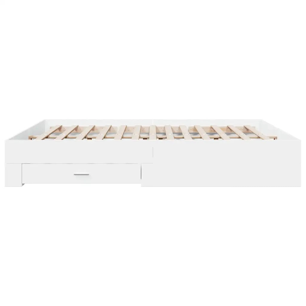 Letto matrimoniale | Letto per adulti | Giroletto con Cassetti Bianco 200x200 cm in Legno Multistrato