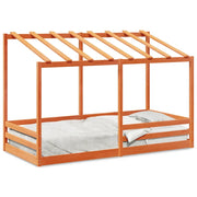Letto Bambini | Letto Infantile | Lettino con Tetto Marrone Cera 80x200 cm Massello Pino