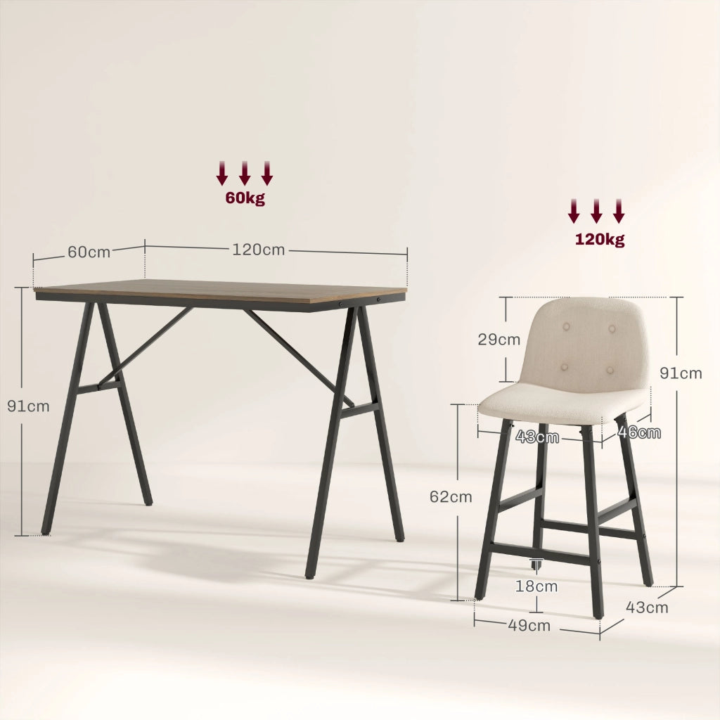 Set da pranzo 5 pezzi ¨C zephmum ¨C tavolo rettangolare e 4 sedie imbottite, tessuto beige