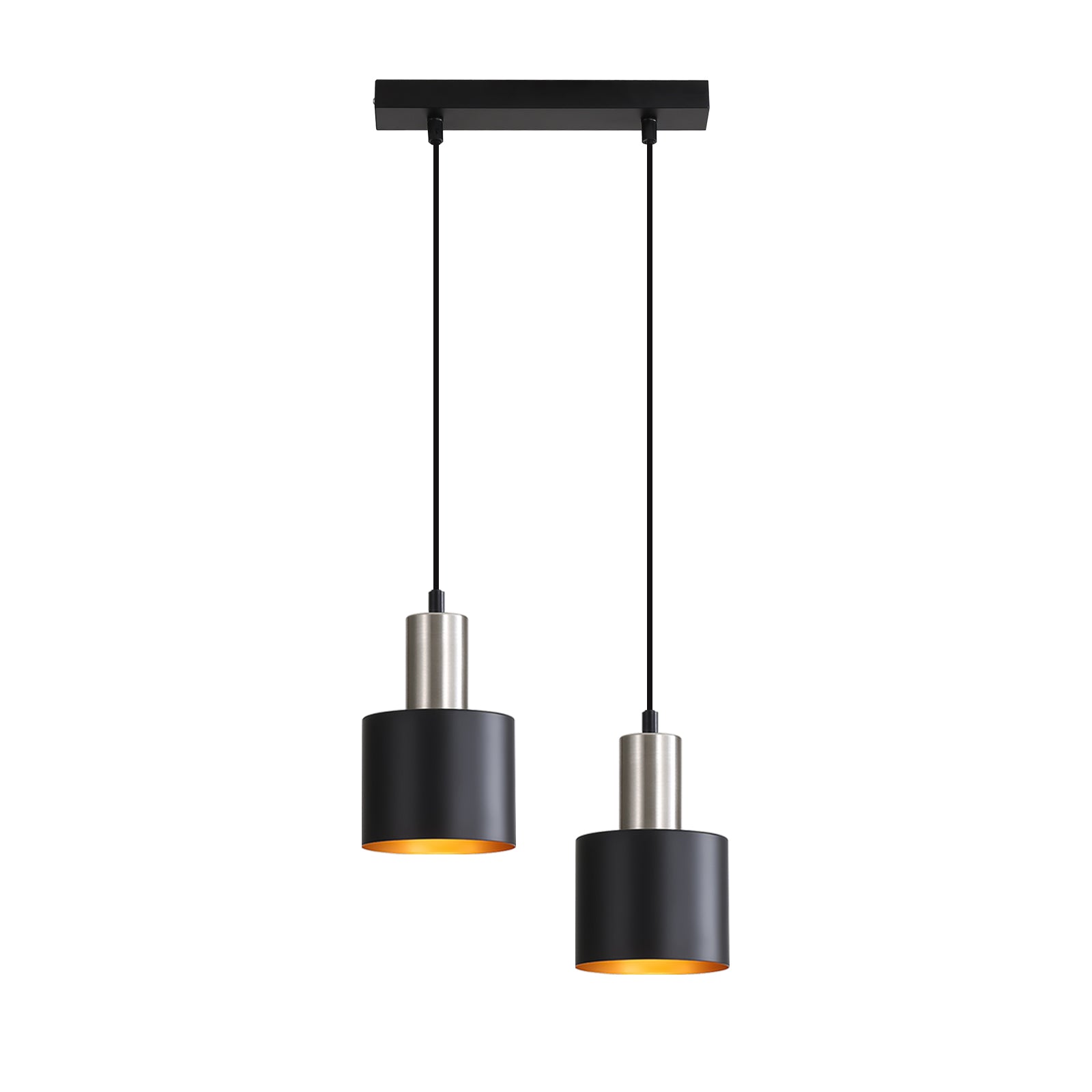 Lampada a sospensione ZMH da tavolo da pranzo E27 lampada a sospensione vintage 2 lampadine oro nero